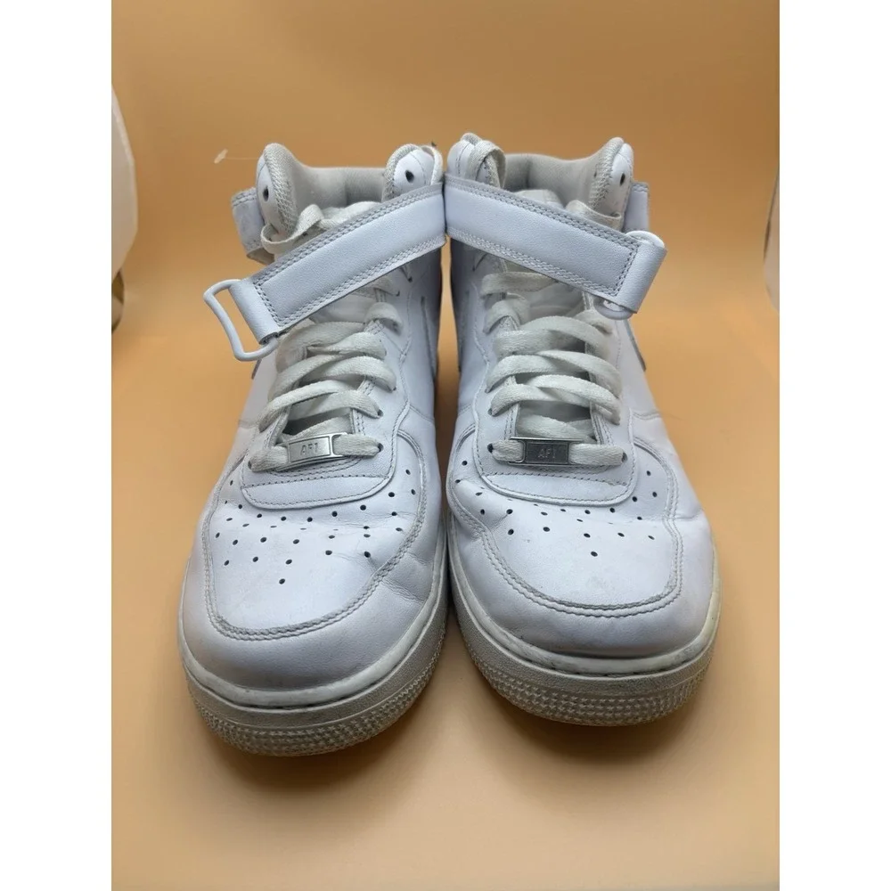 Nike Air Force 1 Mid 07 Mens White Leather Sneakers 315123-111 Mid-Top Shoes